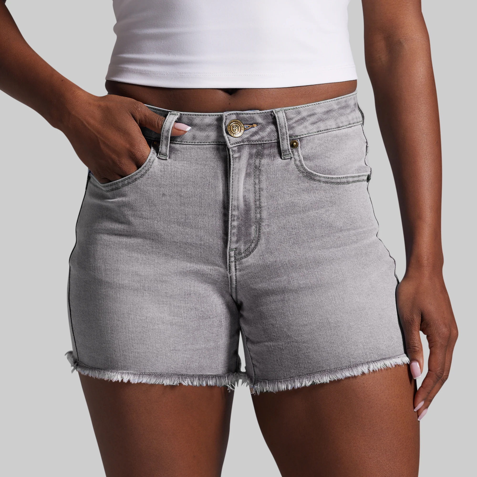 FLEX Stretchy Jean Short (Light Grey Wash) - Image 3