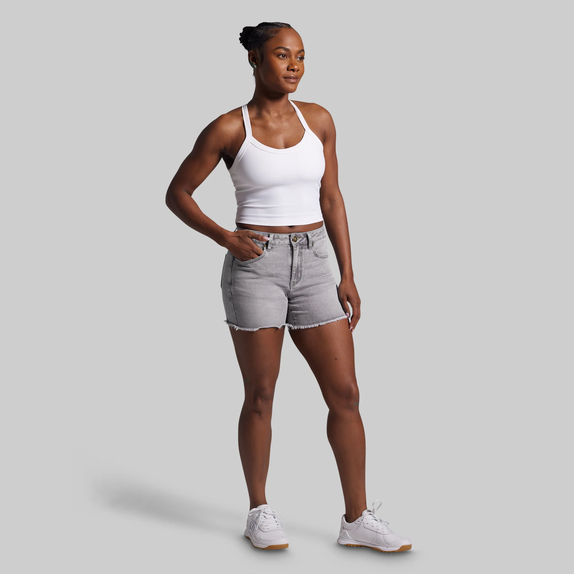 FLEX Stretchy Jean Short (Light Grey Wash) - Image 6