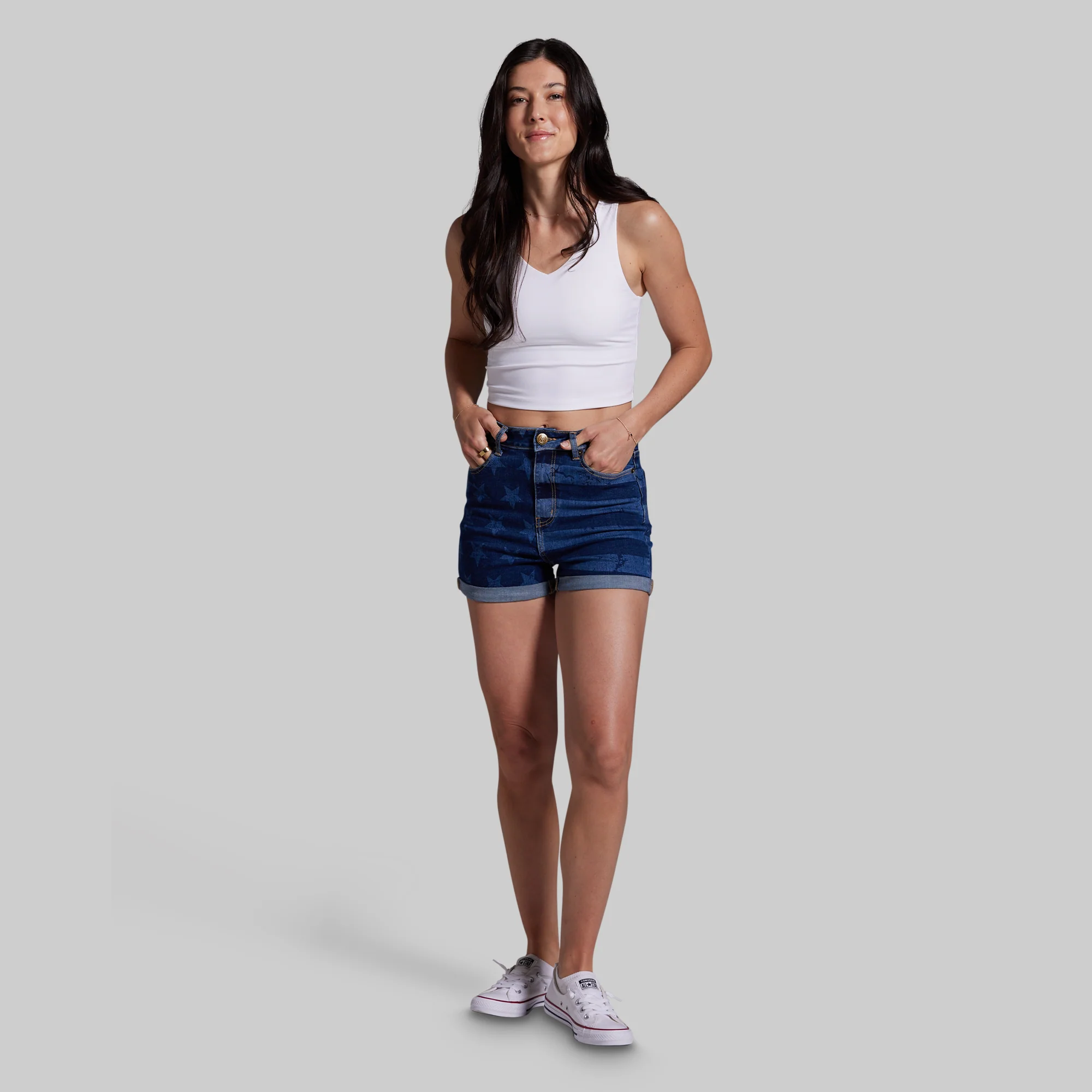 FLEX Stretchy Mom Jean Short (Dark Americana) - Image 8
