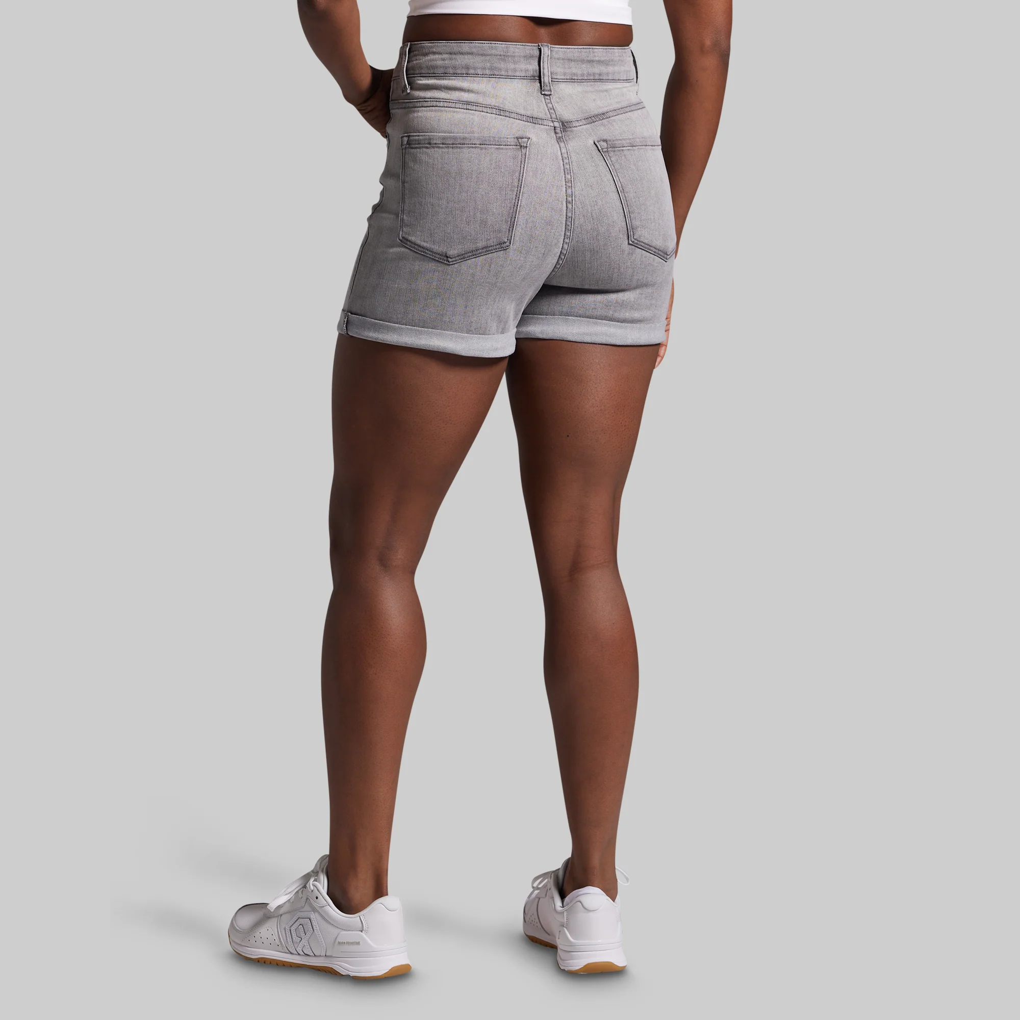 FLEX Stretchy Mom Jean Short (Light Grey Wash) - Image 5