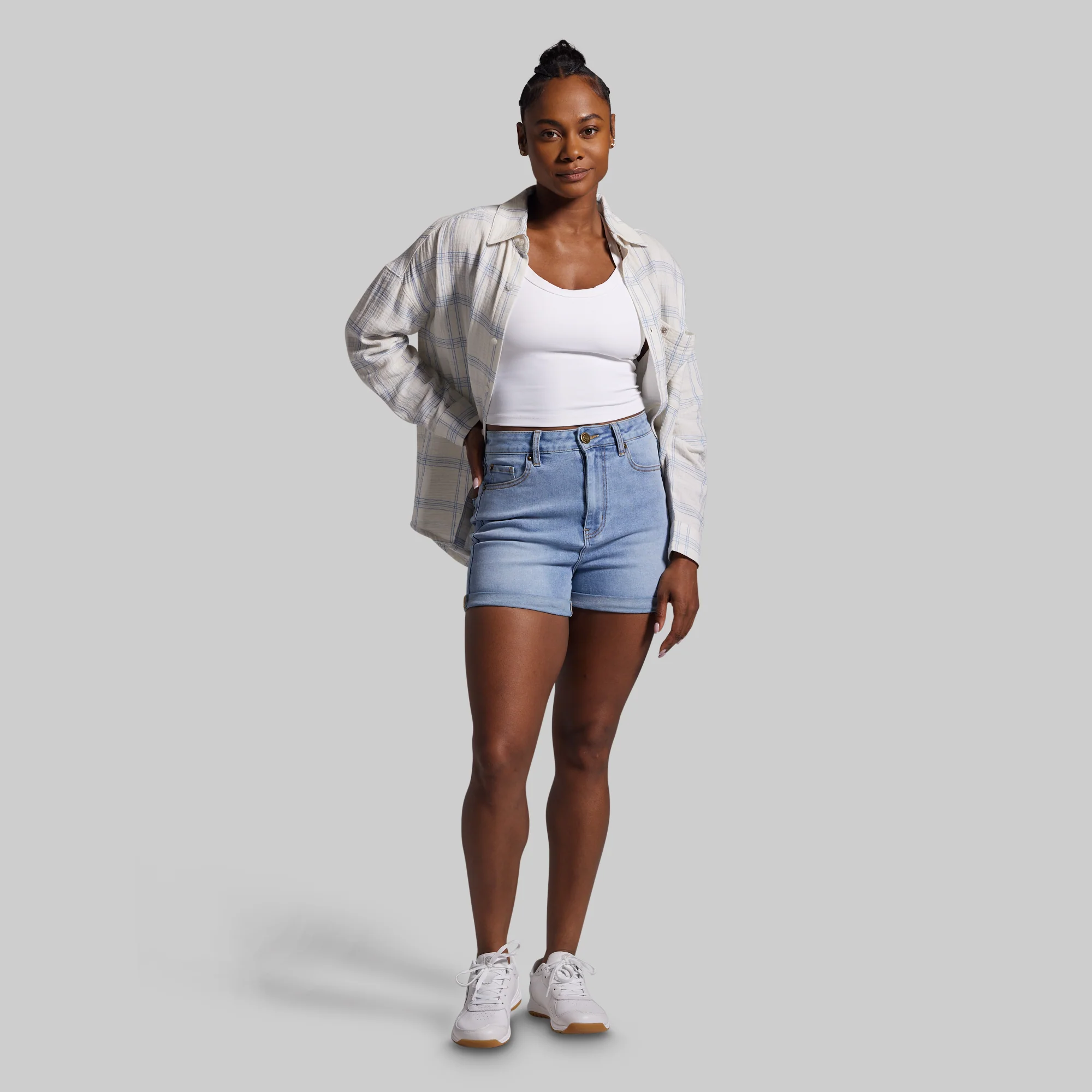 FLEX Stretchy Mom Jean Short (Pebble Blue) - Image 6