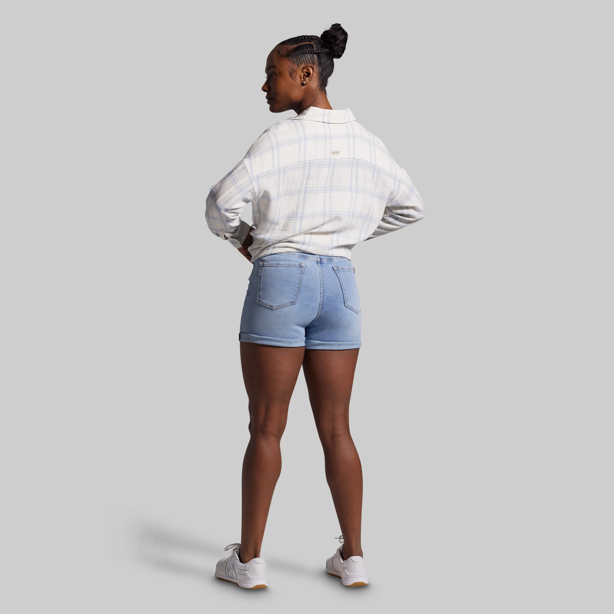 FLEX Stretchy Mom Jean Short (Pebble Blue) - Image 7