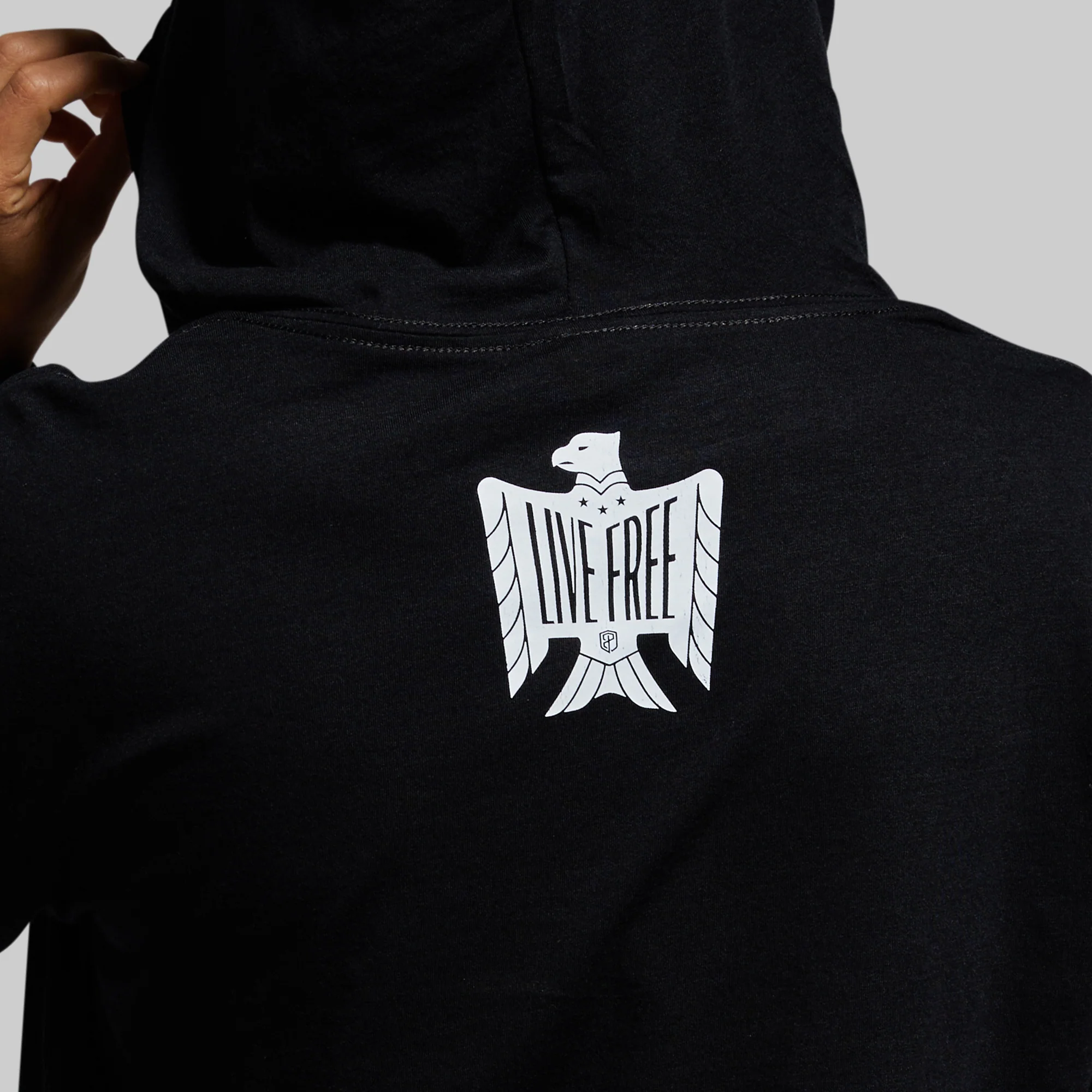 Live Free Cropped T-Shirt Hoodie (Black) - Image 6