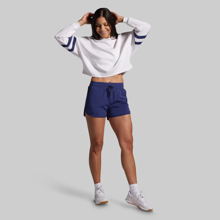 Lounge Lux Varsity Cropped Pullover (White) - Image 7