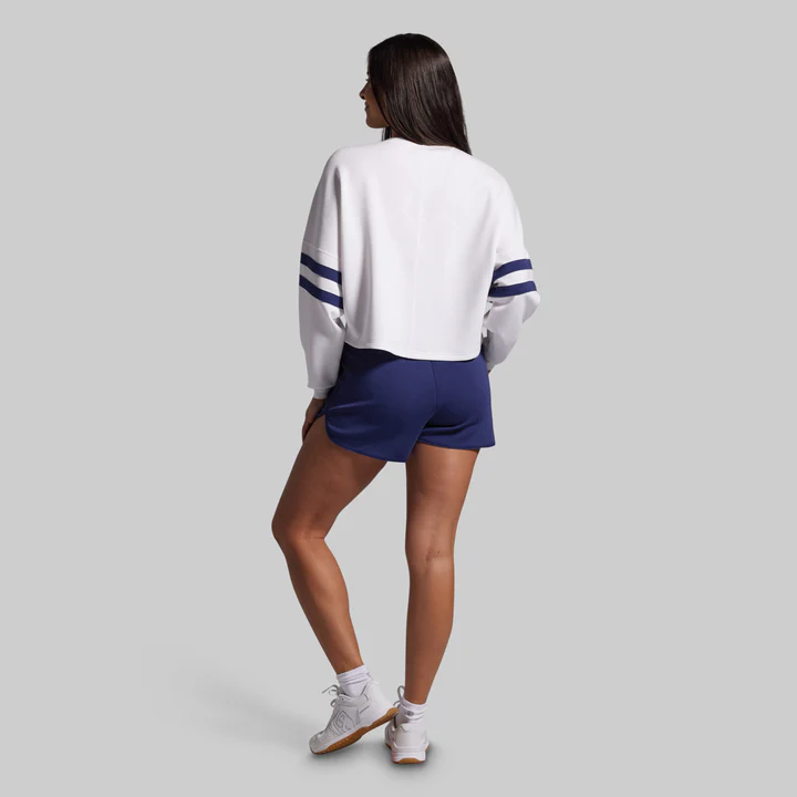 Lounge Lux Varsity Cropped Pullover (White) - Image 6