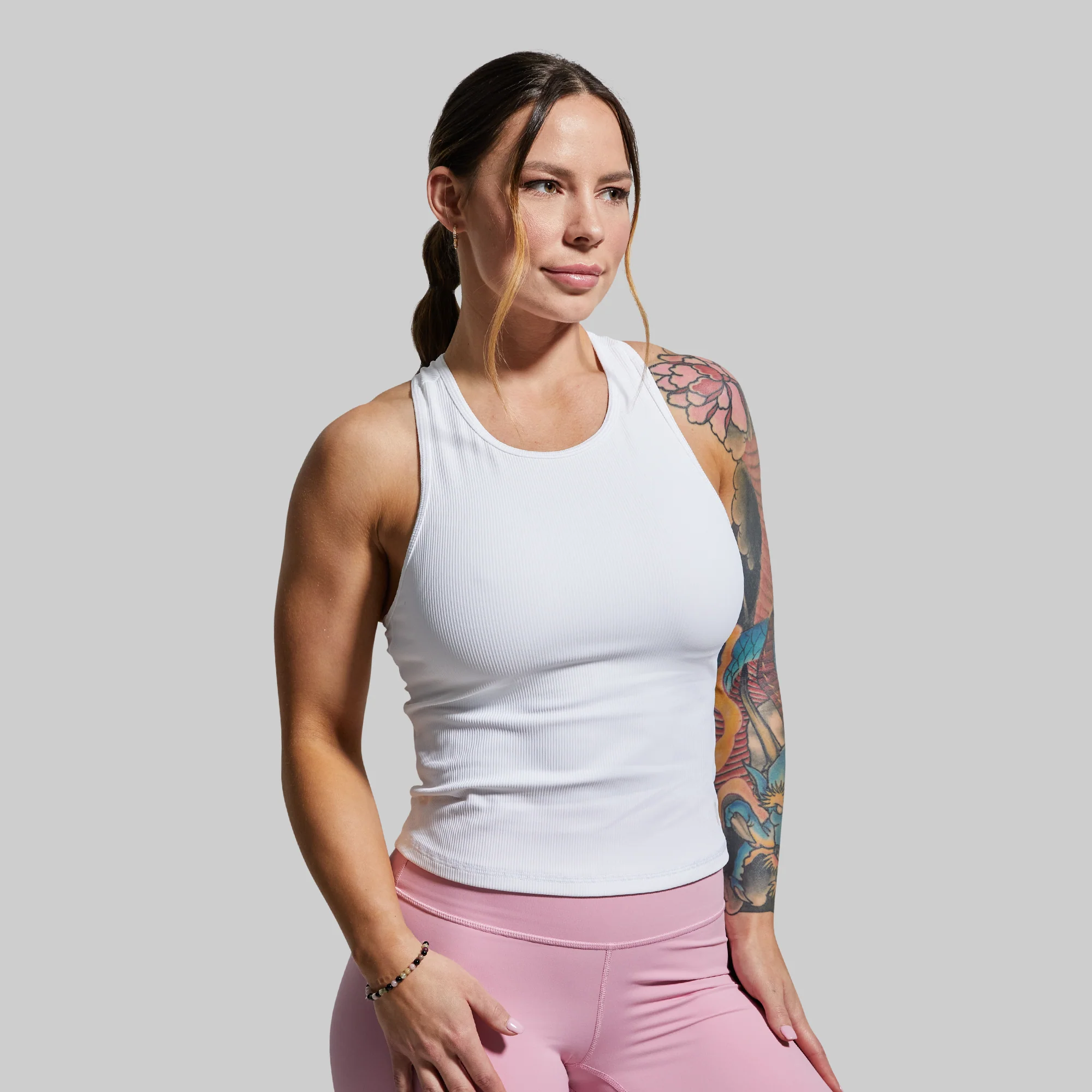 Perfect Ribbed Tank (White) - Image 2