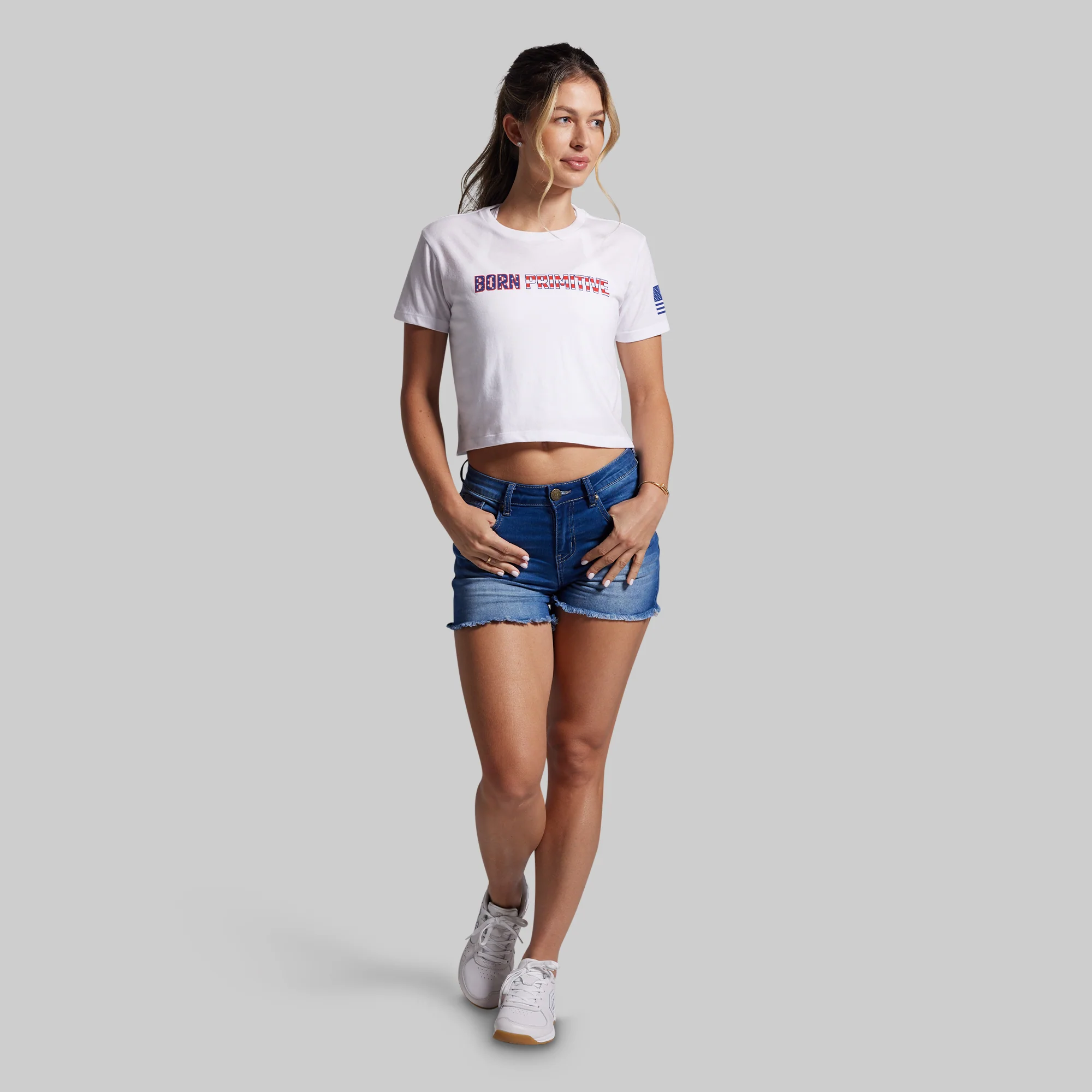 Stars and Stripes Crop Tee (White) - Image 5