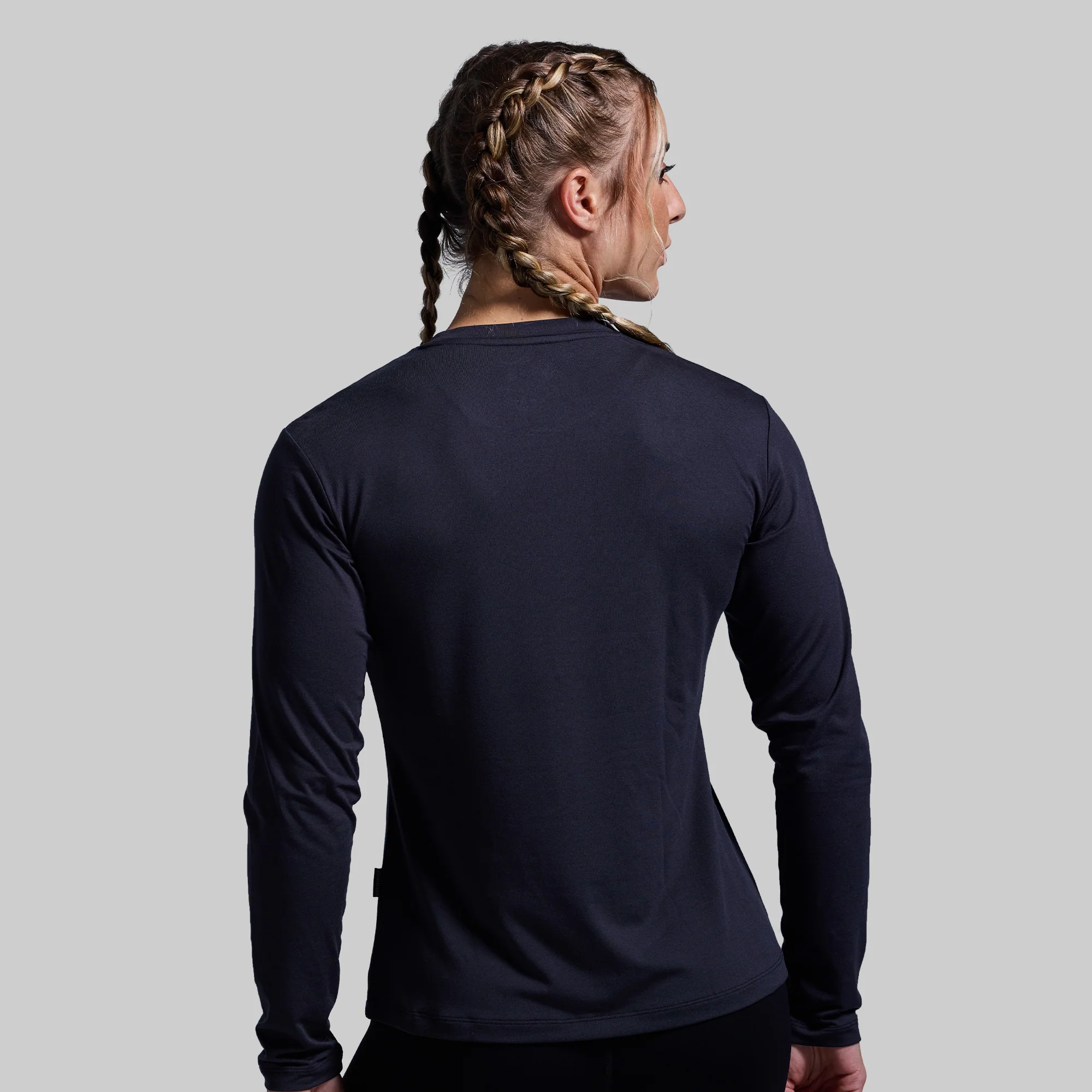 Women's BP Premium Basic Long Sleeve Crew (Black) - Image 2