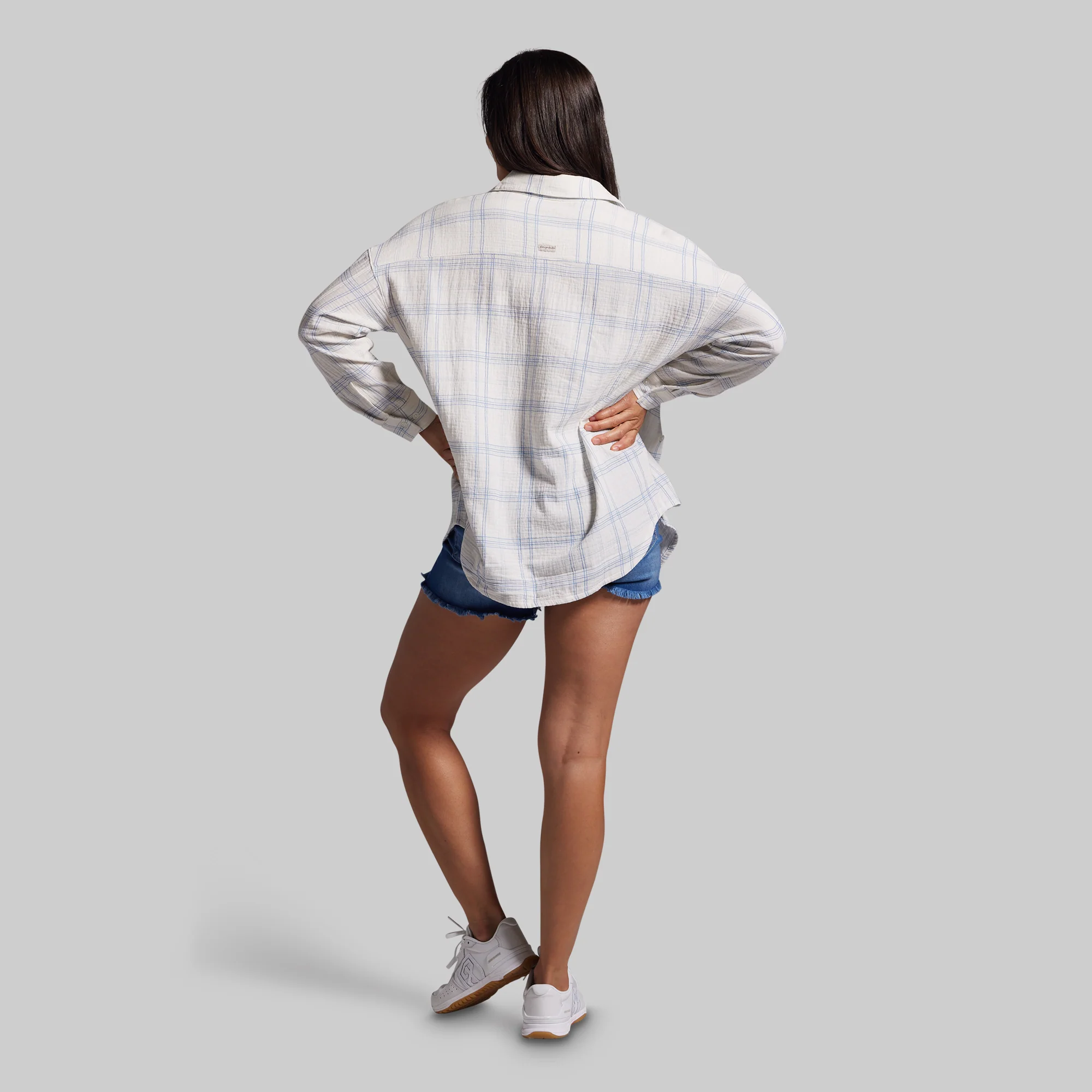 Women's Oversized Summer Plaid (Sunwashed Pearl) - Image 6