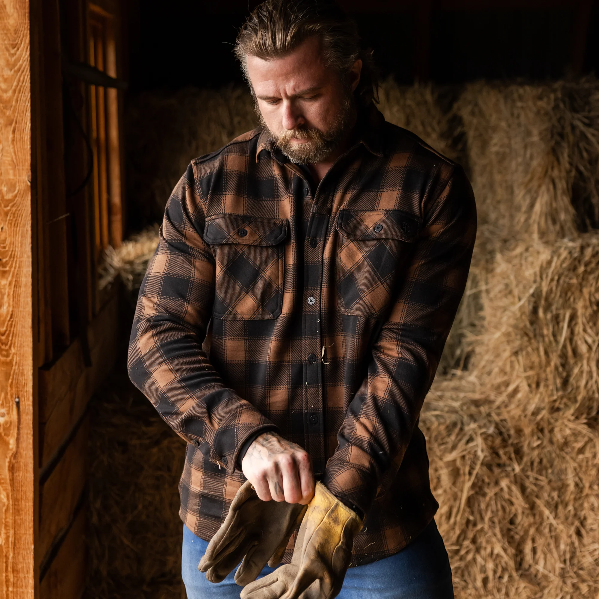 Woodsman Stretchy Flannel (Coyote Brown/Black) - Image 2