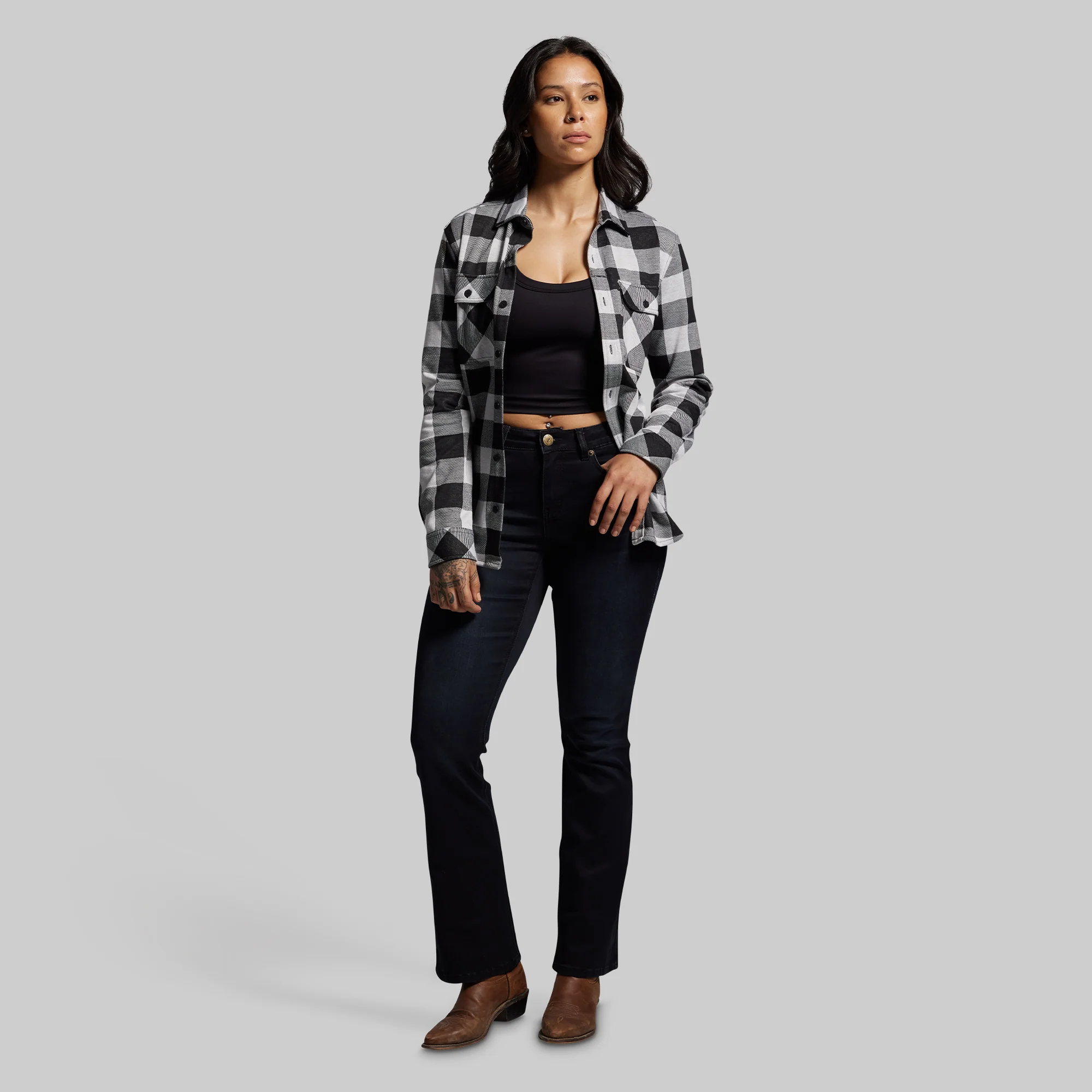 Woodsman Stretchy Flannel (White/Black) - Image 10